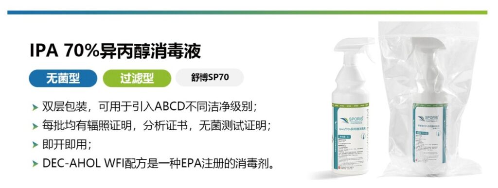 舒博(SPORIS®)无菌70%异丙醇消毒剂，药企强效、安全